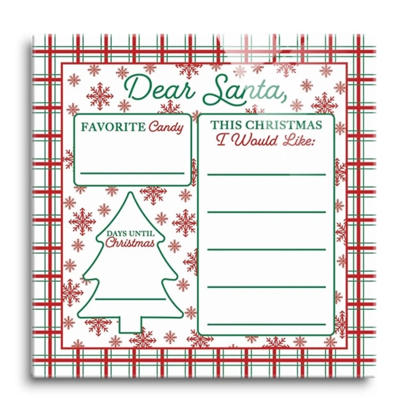 Classic Christmas Plaid Dear Santa Dry Erase Board