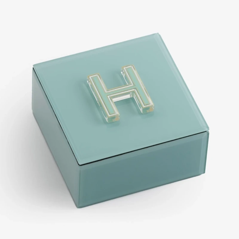 Blue Glass Monogram H Jewelry Box