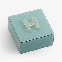 Blue Glass Monogram H Jewelry Box