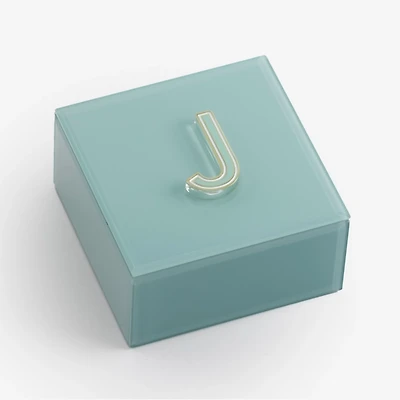 Blue Glass Monogram J Jewelry Box