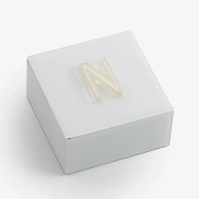 Ivory Glass Monogram N Jewelry Box