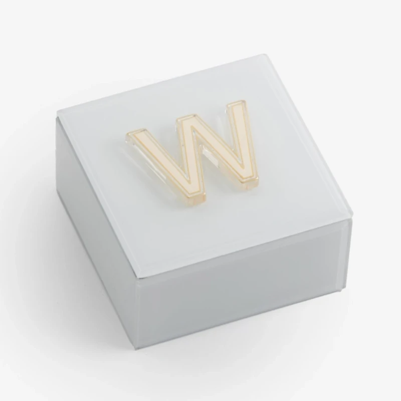 Ivory Glass Monogram W Jewelry Box