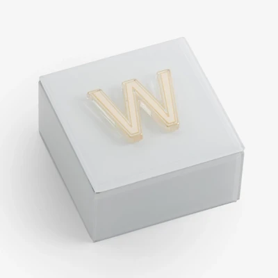 Ivory Glass Monogram W Jewelry Box