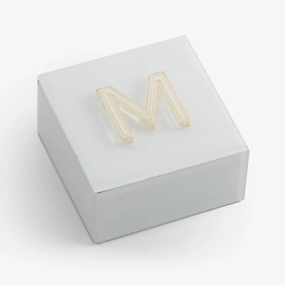 Ivory Glass Monogram M Jewelry Box