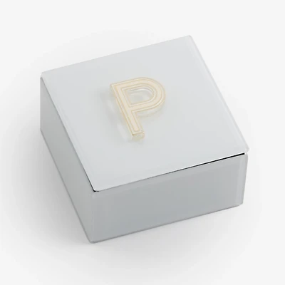 Ivory Glass Monogram P Jewelry Box
