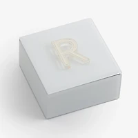 Ivory Glass Monogram R Jewelry Box