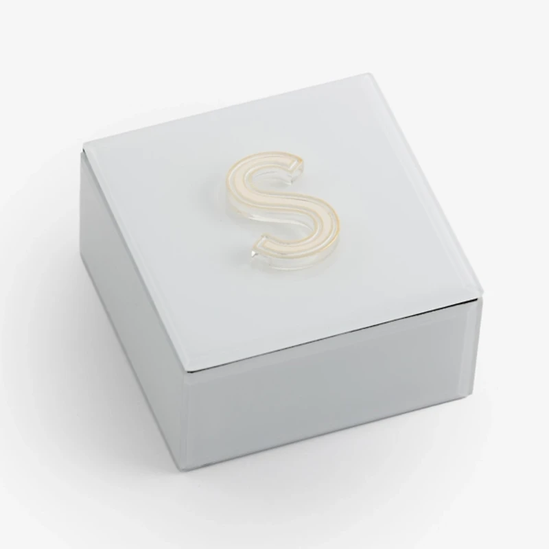 Ivory Glass Monogram S Jewelry Box