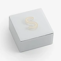Ivory Glass Monogram S Jewelry Box