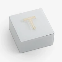 Ivory Glass Monogram T Jewelry Box