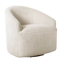 Cream Boucle Barrel Swivel Accent Chair