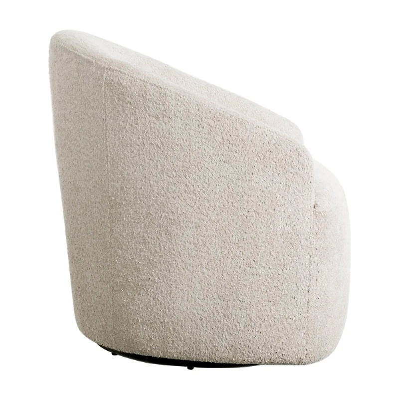 Cream Boucle Barrel Swivel Accent Chair