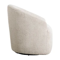 Cream Boucle Barrel Swivel Accent Chair