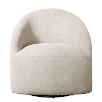 Cream Boucle Barrel Swivel Accent Chair