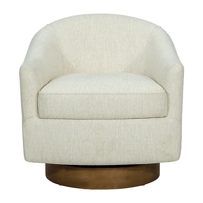 Ashton Cream Swivel Chair with Wood Base