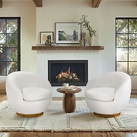 Jessel Sherpa Swivel Chair with Wood Base