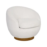 Jessel Sherpa Swivel Chair with Wood Base