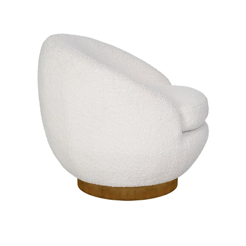 Jessel Sherpa Swivel Chair with Wood Base