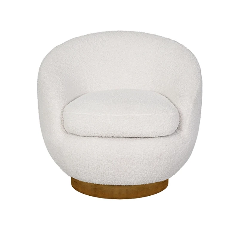Jessel Sherpa Swivel Chair with Wood Base