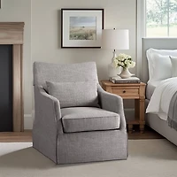 Gray Skirted Swivel Martha Stewart Accent Chair