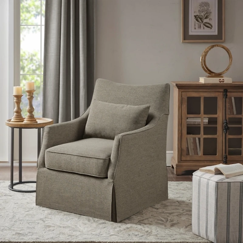 Tan Skirted Swivel Martha Stewart Accent Chair