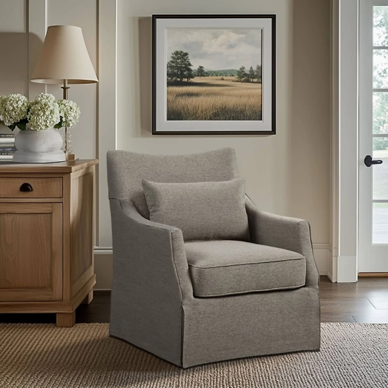 Tan Skirted Swivel Martha Stewart Accent Chair