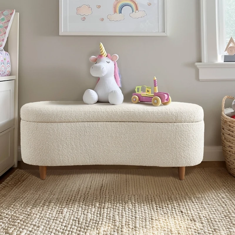 Boucle Flip-Top Storage Bench