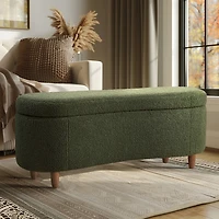 Green Boucle Flip-Top Storage Bench
