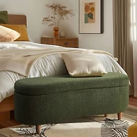 Green Boucle Flip-Top Storage Bench