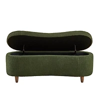 Green Boucle Flip-Top Storage Bench