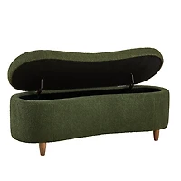 Green Boucle Flip-Top Storage Bench