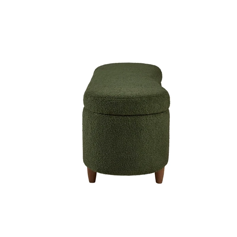 Green Boucle Flip-Top Storage Bench