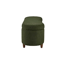 Green Boucle Flip-Top Storage Bench