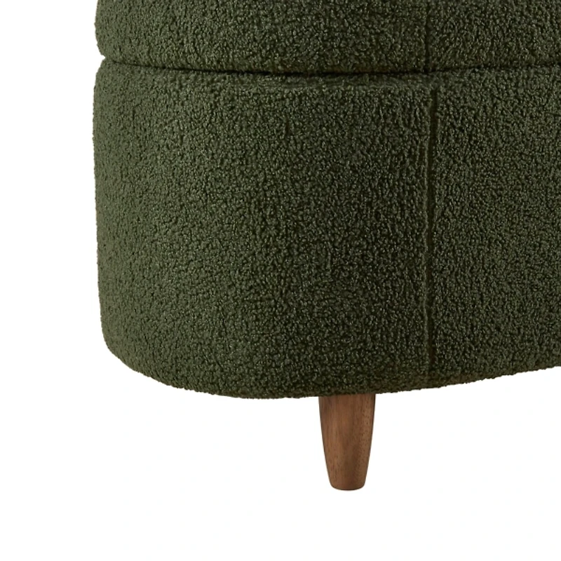 Green Boucle Flip-Top Storage Bench