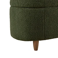 Green Boucle Flip-Top Storage Bench