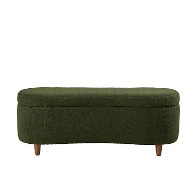 Green Boucle Flip-Top Storage Bench