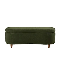 Green Boucle Flip-Top Storage Bench