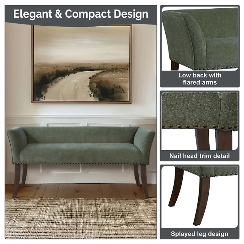 Sage Green Upholstered Antonia Bench