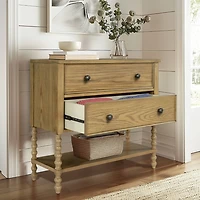 Tan Wood Turned Legs 2-Drawer Chest