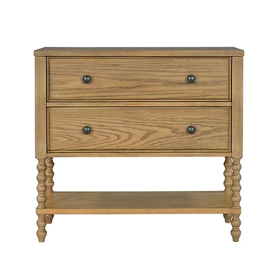 Tan Wood Turned Legs 2-Drawer Chest