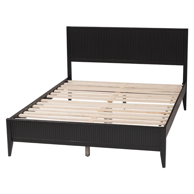 Black Wood Fluted Headboard Primrose King Bed