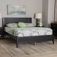 Black Wood Fluted Headboard Primrose King Bed