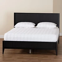 Black Wood Fluted Headboard Primrose King Bed