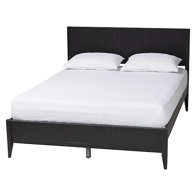Black Wood Fluted Headboard Primrose King Bed