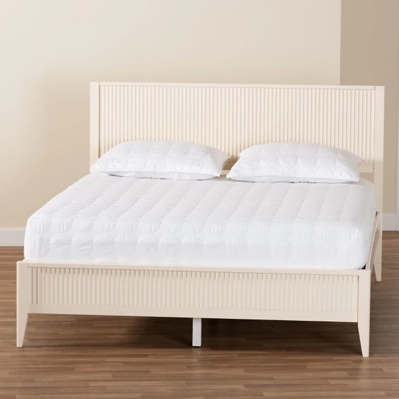 Ivory Wood Fluted Headboard Primrose King Bed