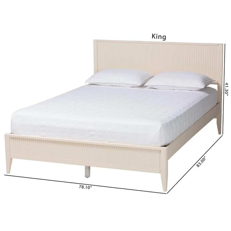 Ivory Wood Fluted Headboard Primrose King Bed