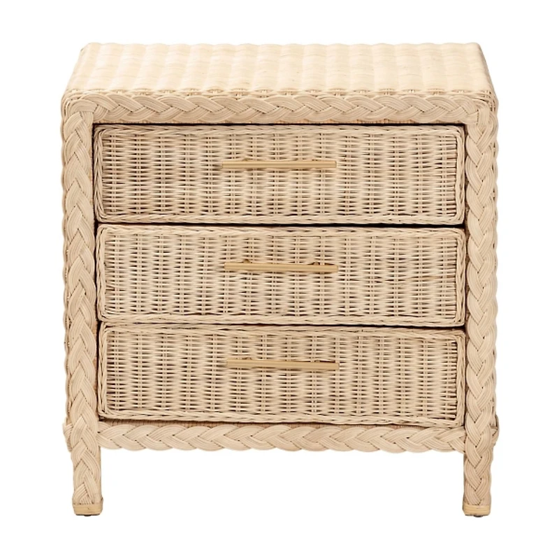 Sun Bleached Braided Rattan Nightstand