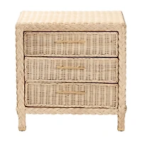 Sun Bleached Braided Rattan Nightstand