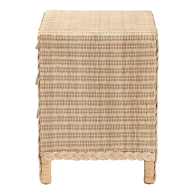 Sun Bleached Braided Rattan Nightstand