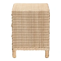 Sun Bleached Braided Rattan Nightstand
