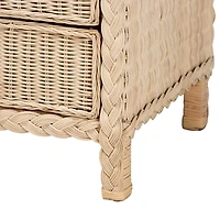 Sun Bleached Braided Rattan Nightstand